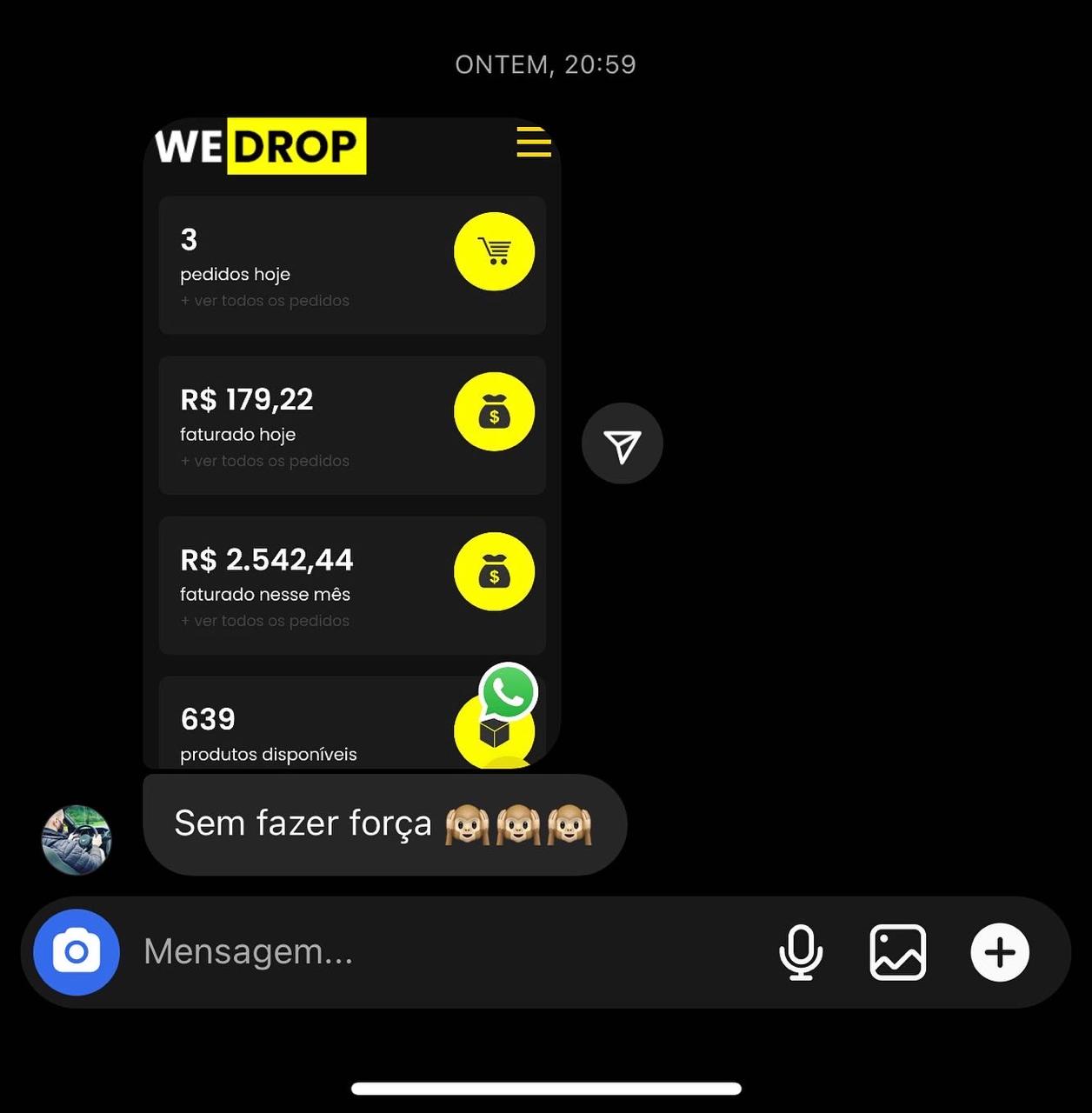 Print de resultado de um associado vendendo sem estoque